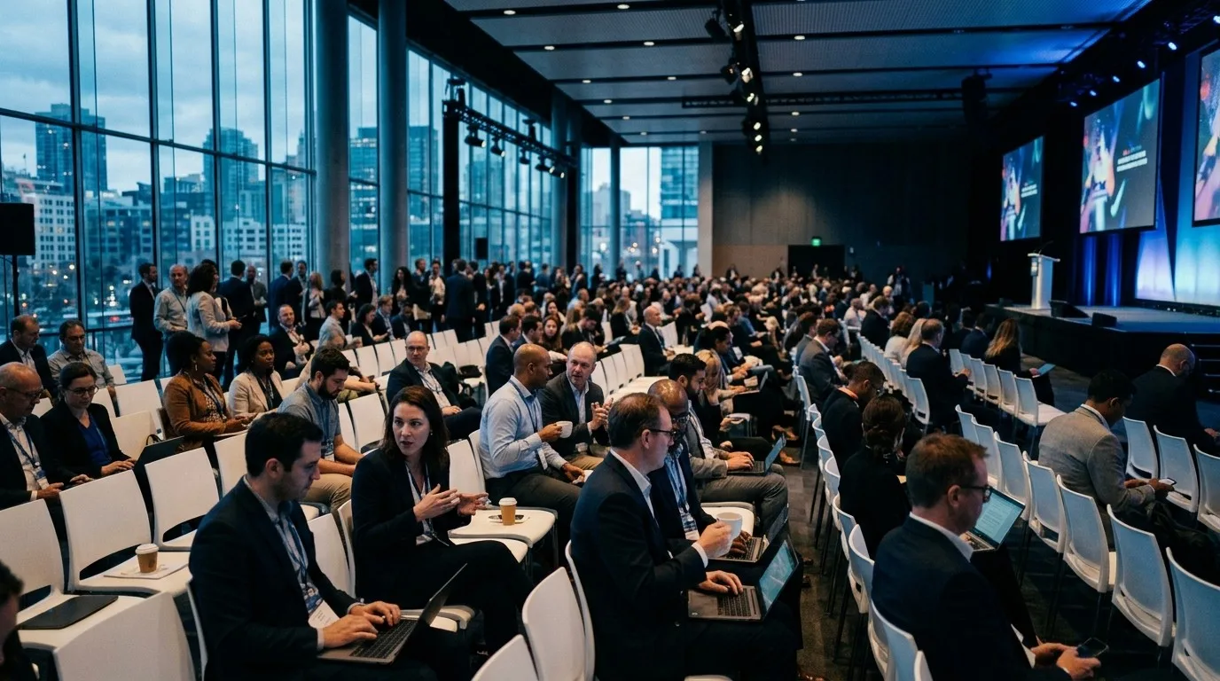 Business conference hall filled with attendees